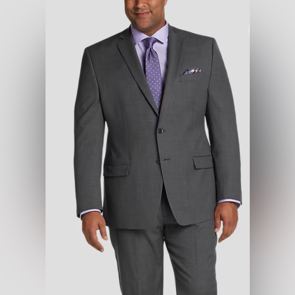 Michael Strahan Grey Classic Fit Wool Blekd Stretch Jacket 50L